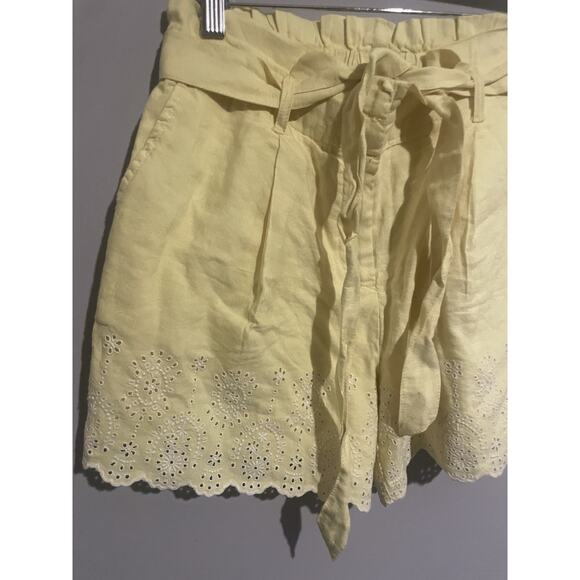 LOFT Paperbag Eyelet Shorts Women’s Small Bright Yellow Scallop Hem NWT Summer‎ - Picture 5 of 8